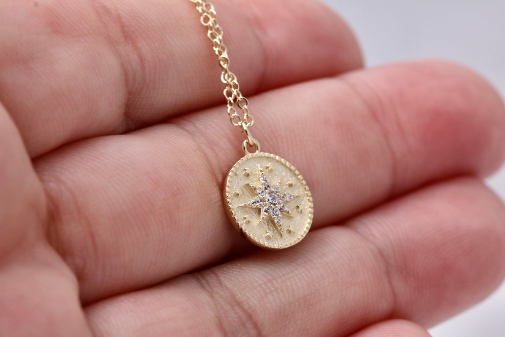 Petite North Star Disc Necklace