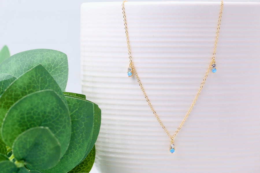 Triple Opal Dangle Necklace
