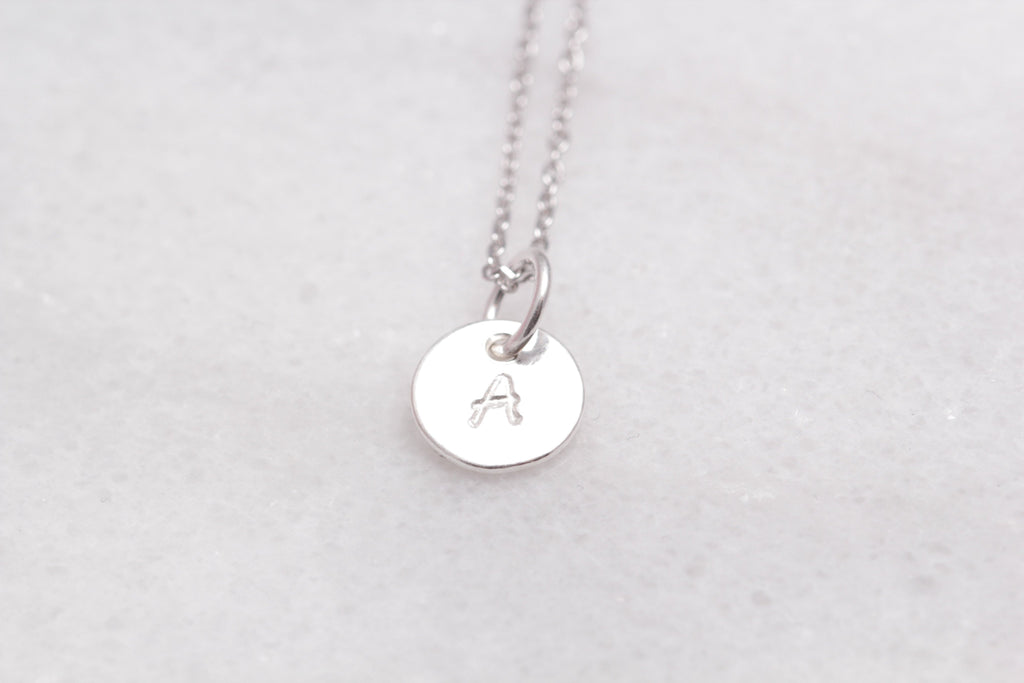 Petite Initial Stamped Necklace