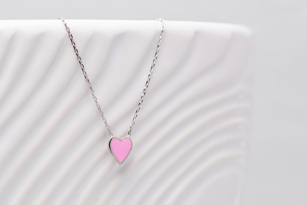 Petite Enamel Heart Necklace