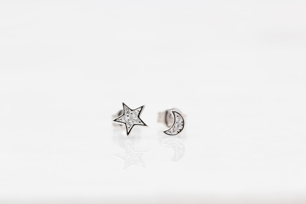 Crystal Moon and Star Studs