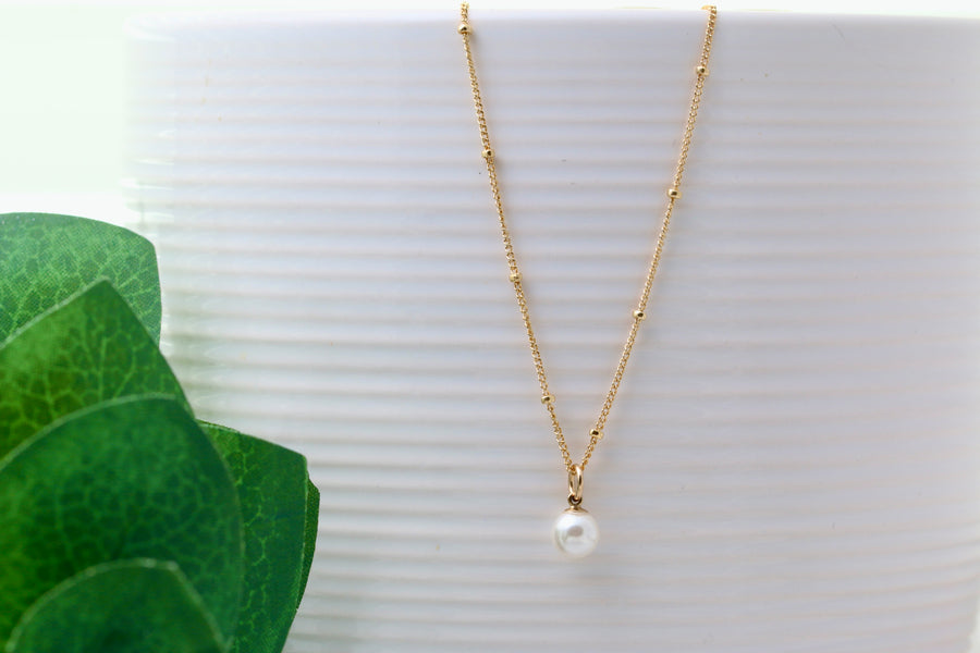 Gold Filled Satellite Pearl Necklace