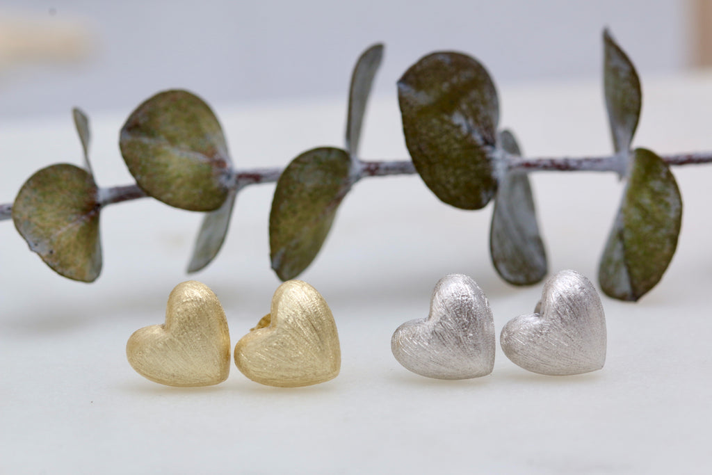 Brushed Heart Studs