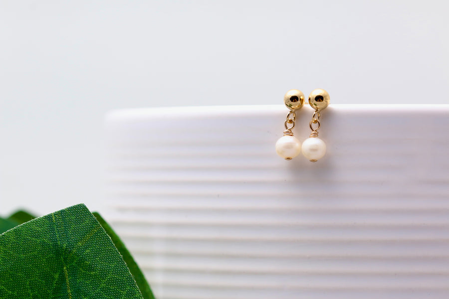 Gold Filled Ball Pearl Drops