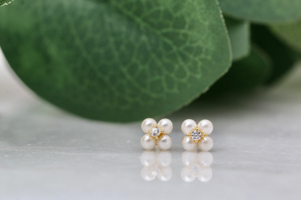 Petite Pearl Flower Studs