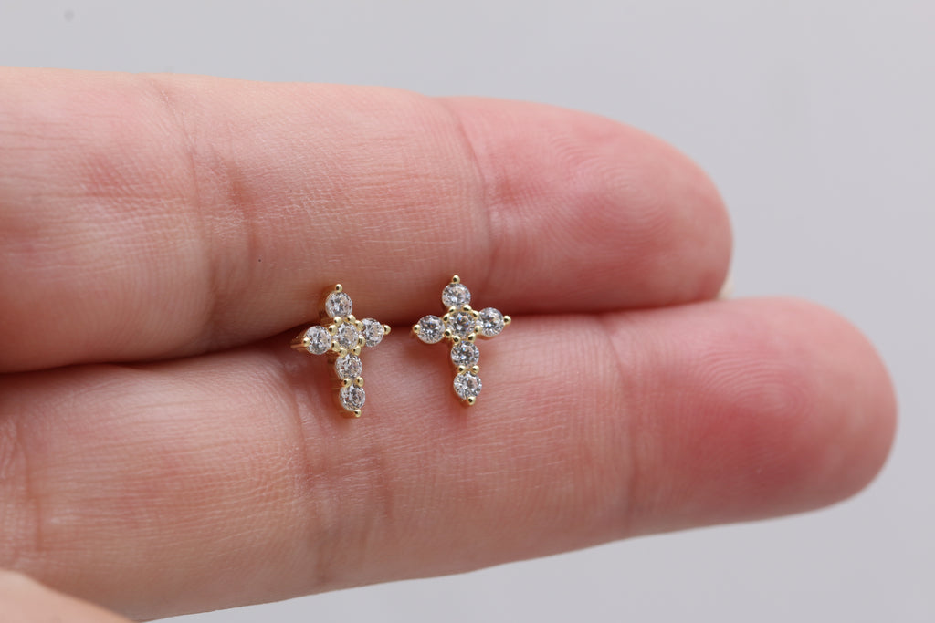 CZ Cross Studs