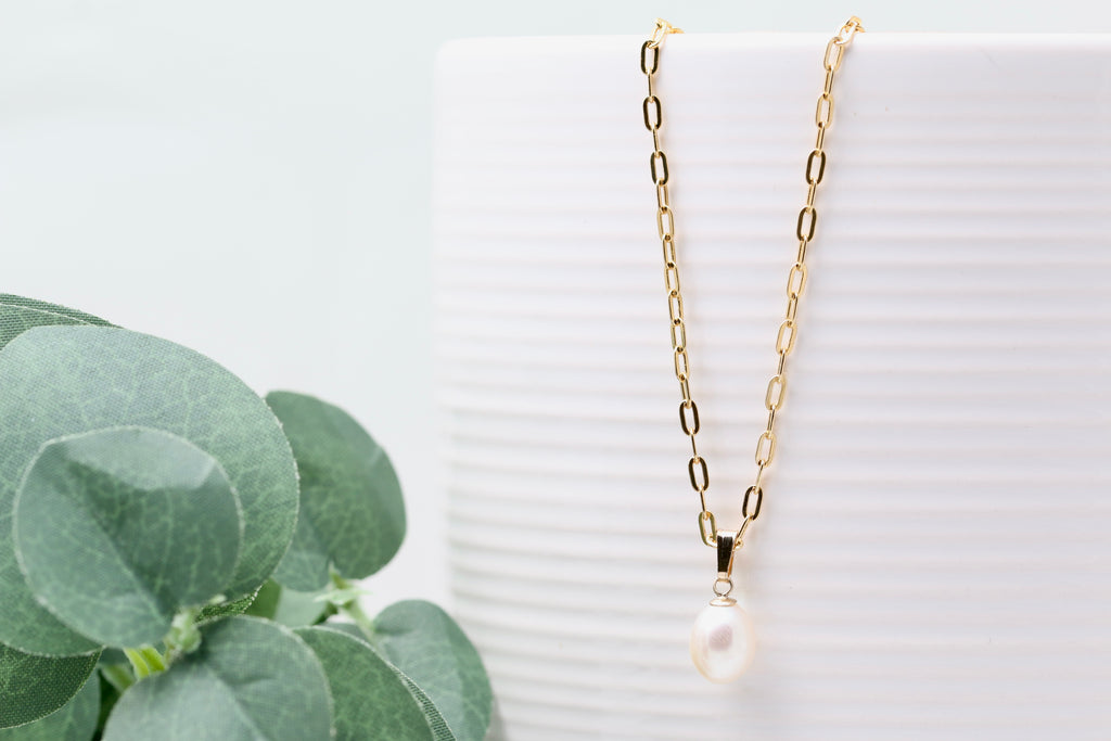 Link Chain Freshwater Pearl Necklace