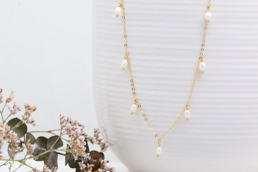 Multi Pearl Dangle Necklace
