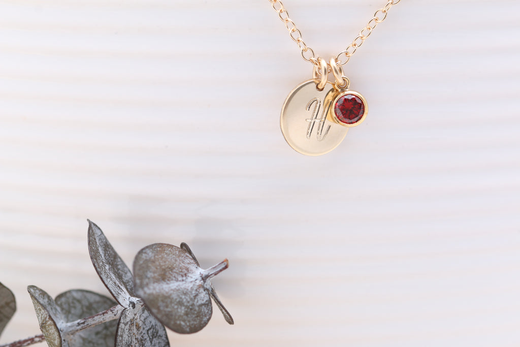 Initial Birthstone Necklace