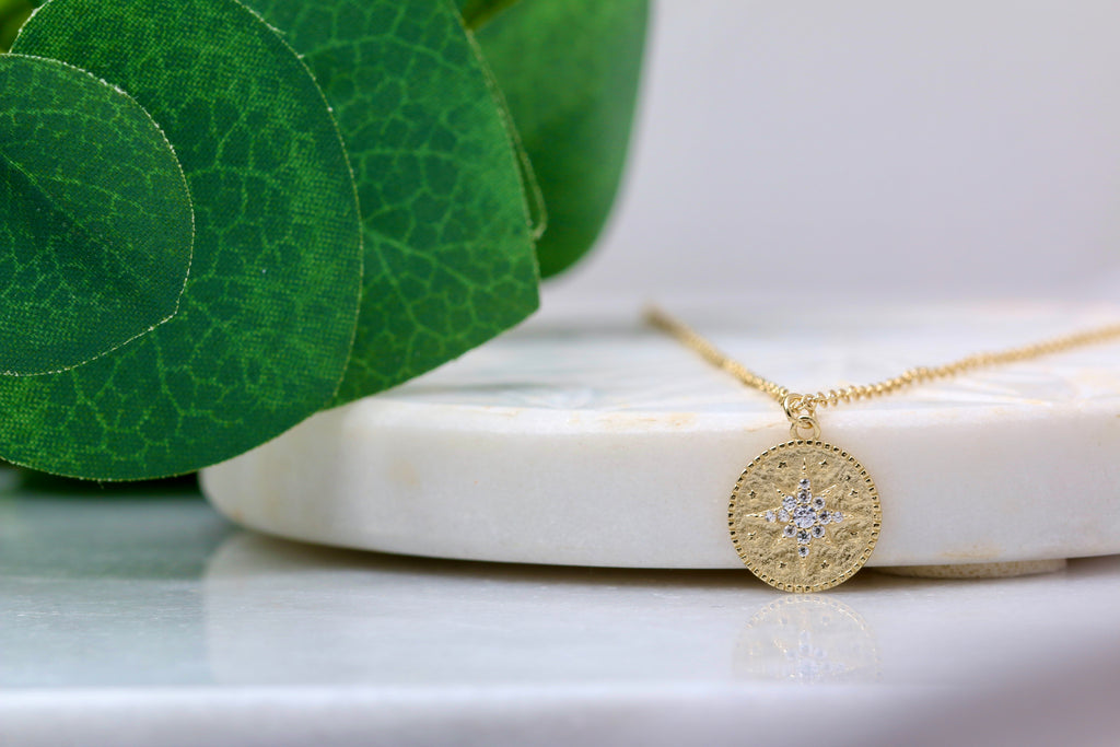 Petite North Star Disc Necklace