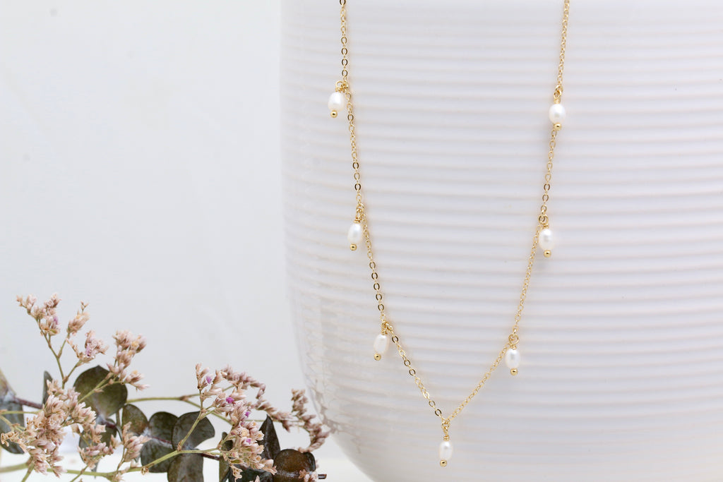 Multi Pearl Dangle Necklace