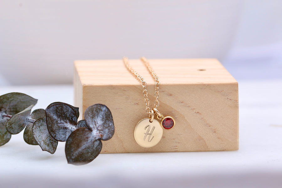 Initial Birthstone Necklace