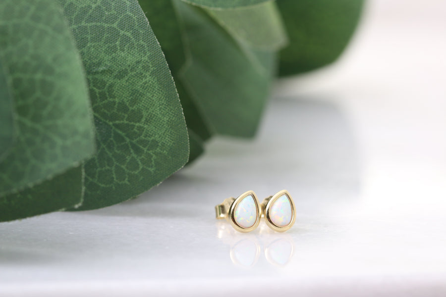 Teardrop Opal Studs