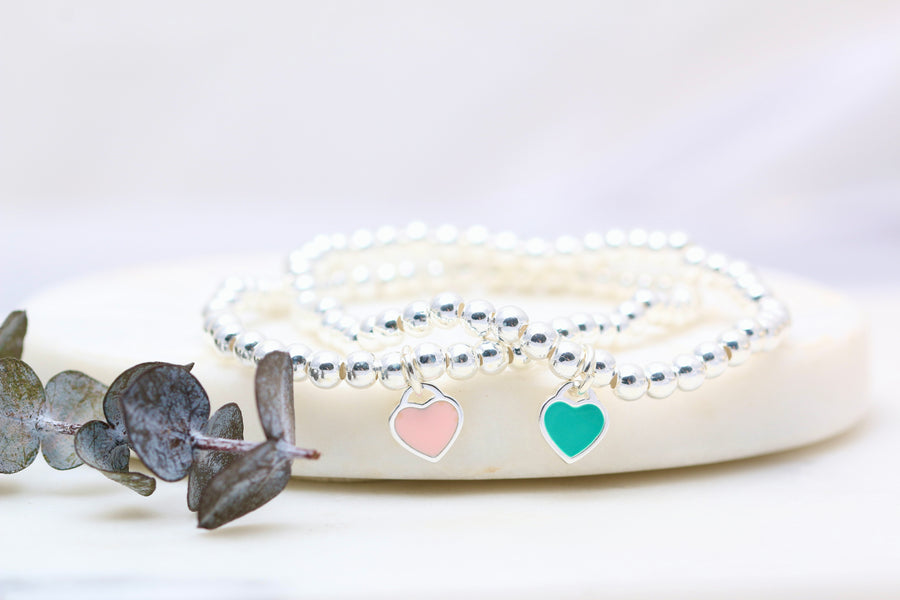 Enamel Heart Beaded Bracelet