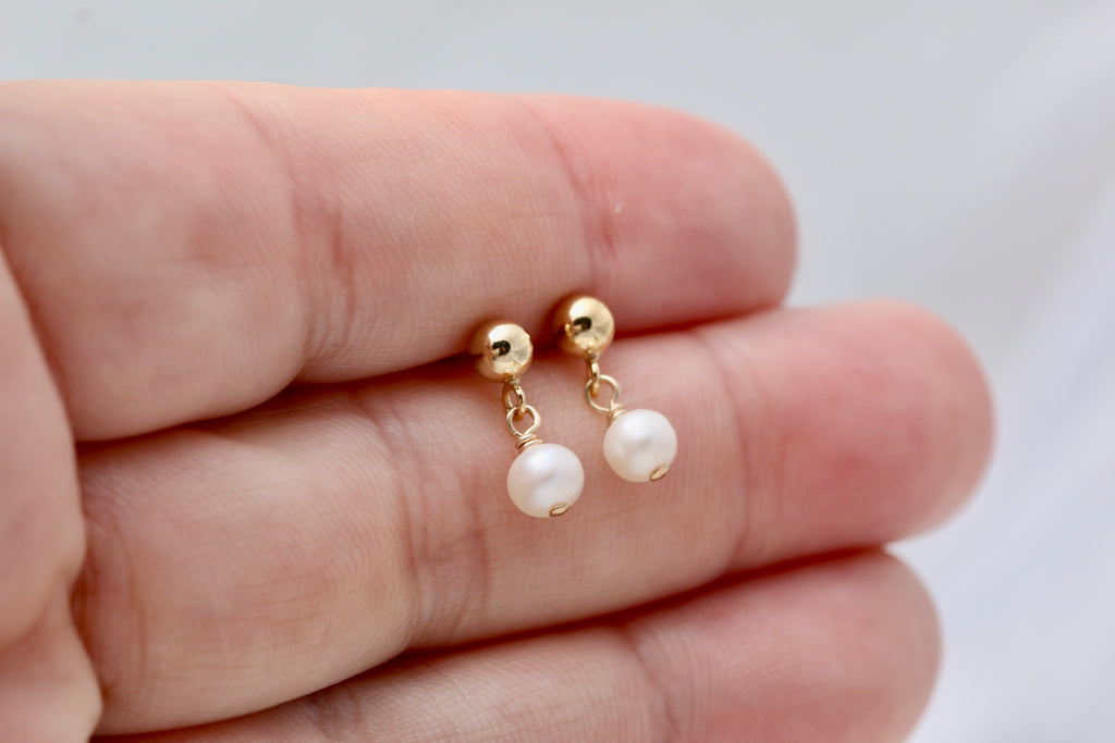 Gold Filled Ball Pearl Drops