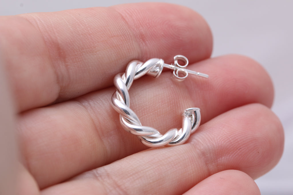 Sterling Chunky Twist Half Hoops
