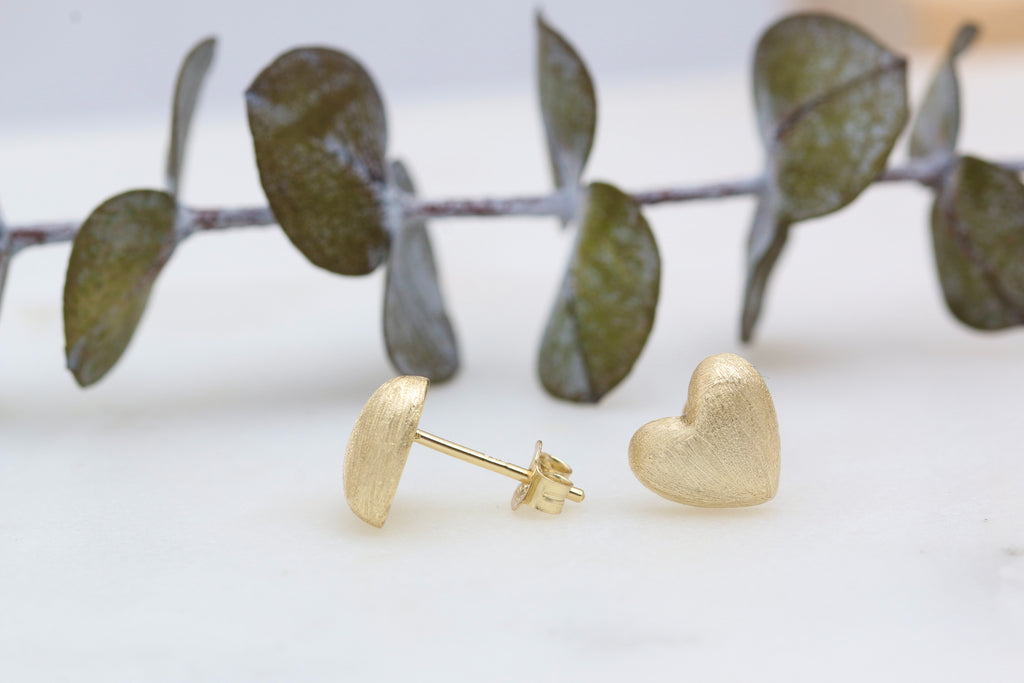 Brushed Heart Studs