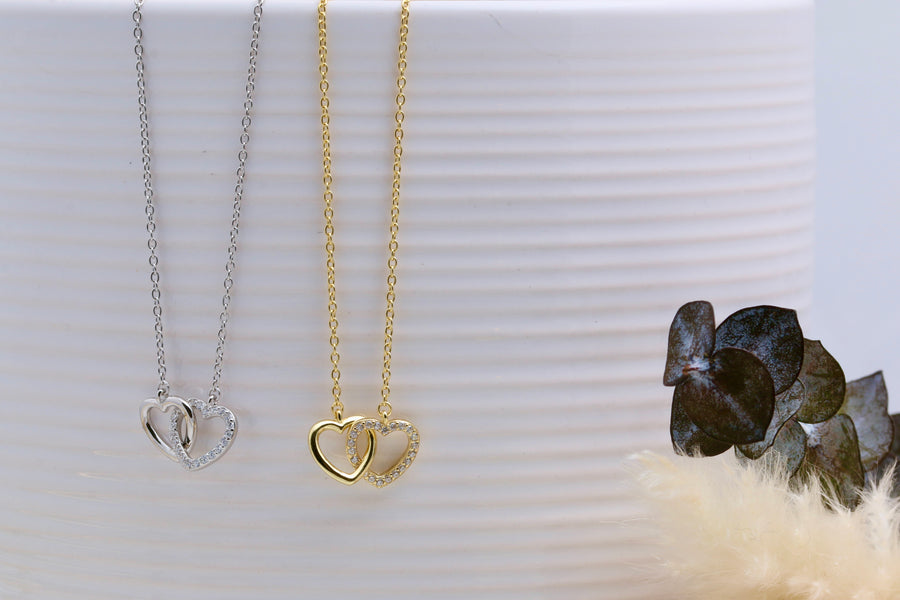 CZ Heart Link Necklace