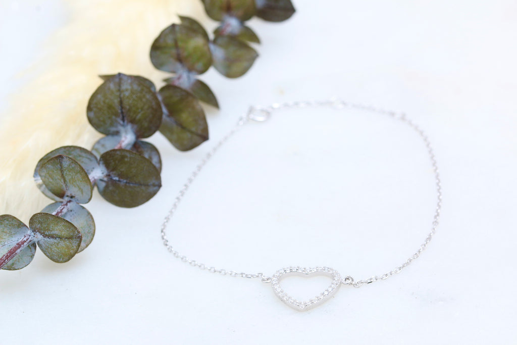 Open CZ Heart Bracelet