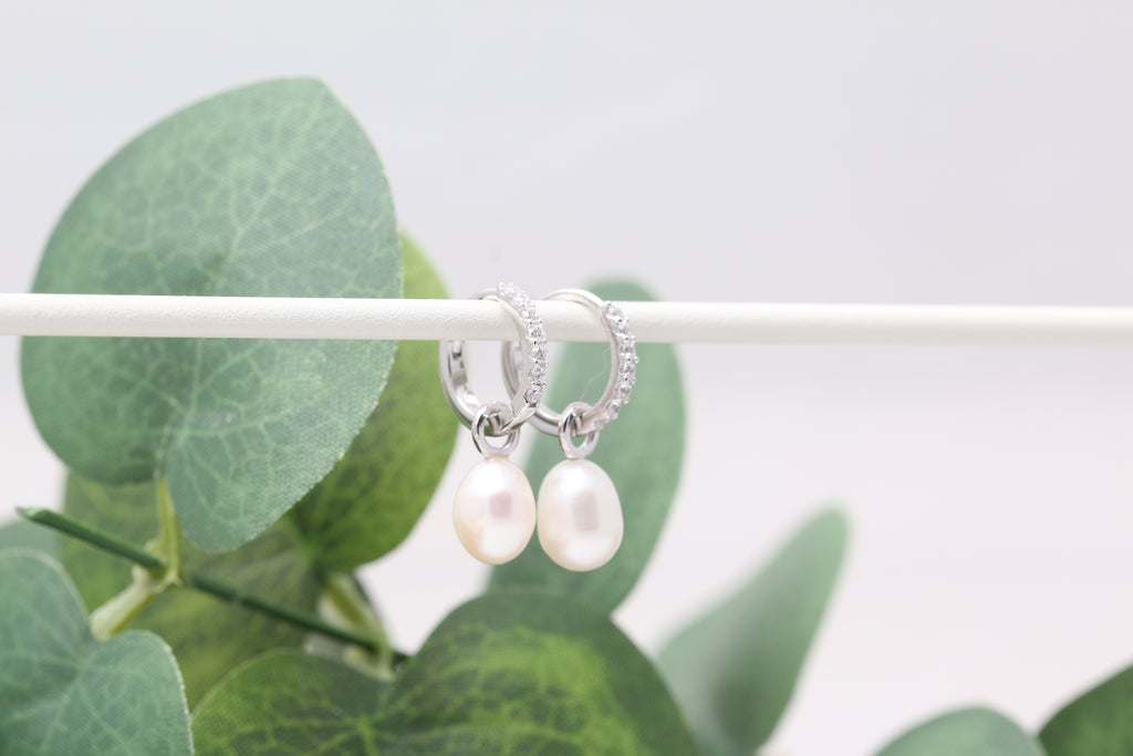 CZ Pearl Drop Huggies