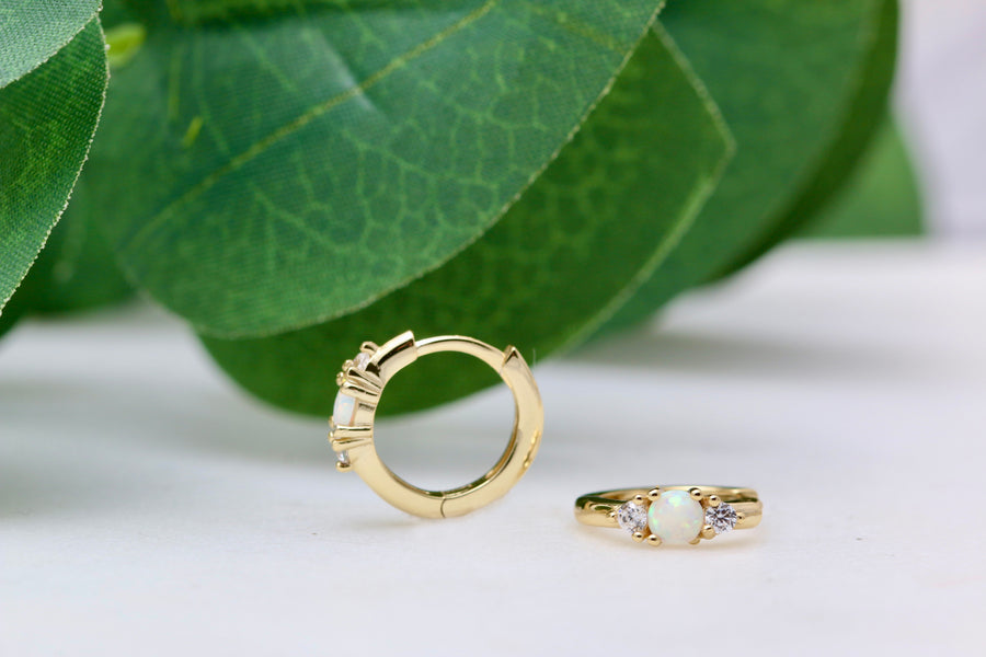 Opal CZ Huggies