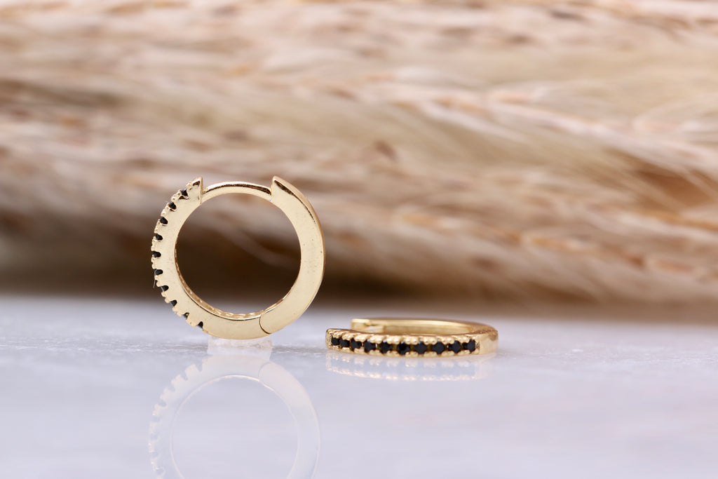 Black CZ Huggies