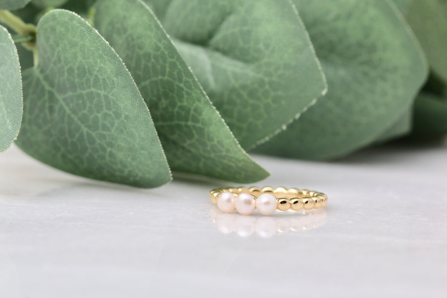 Triple Pearl Beaded Ring