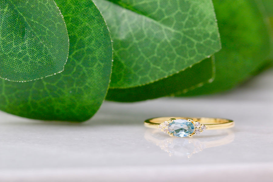 Aquamarine CZ Ring