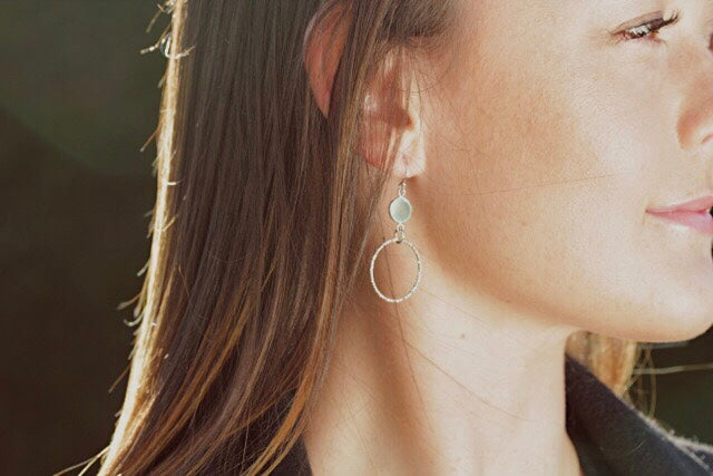 Gemstone Circle Earrings