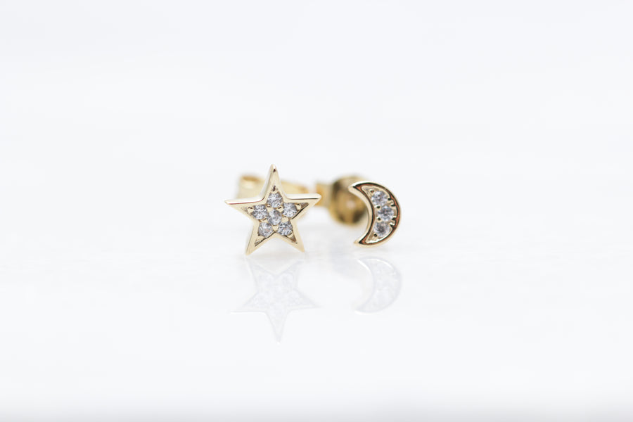 Crystal Moon and Star Studs