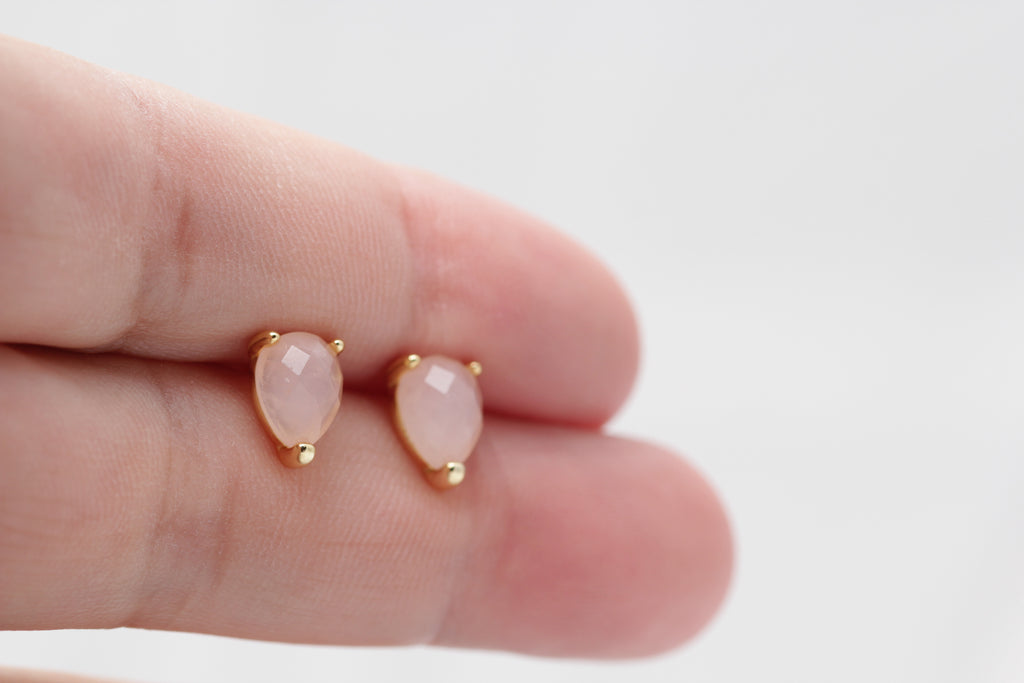 Tear Drop Gemstone Studs