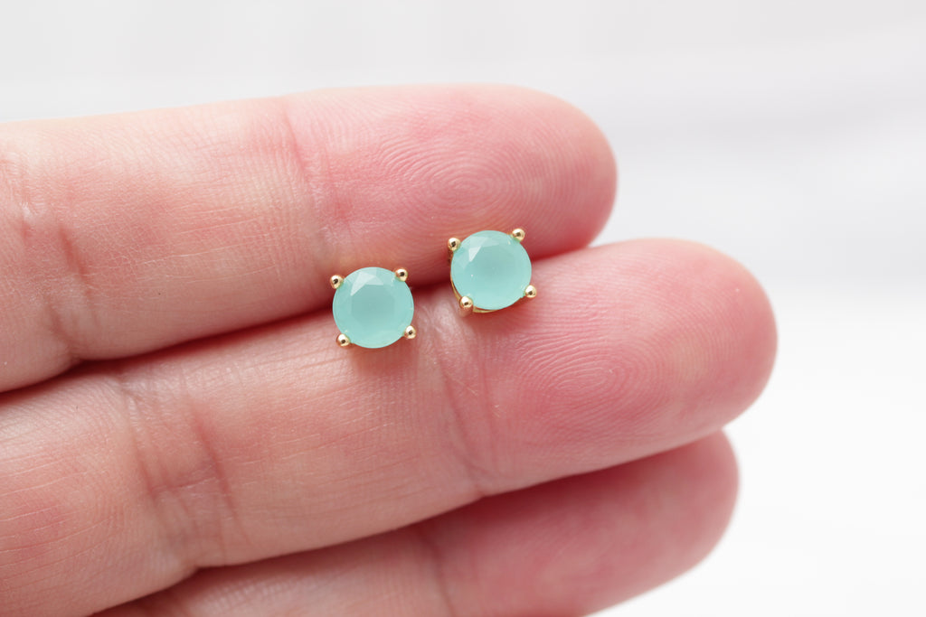 Round Gemstone Studs