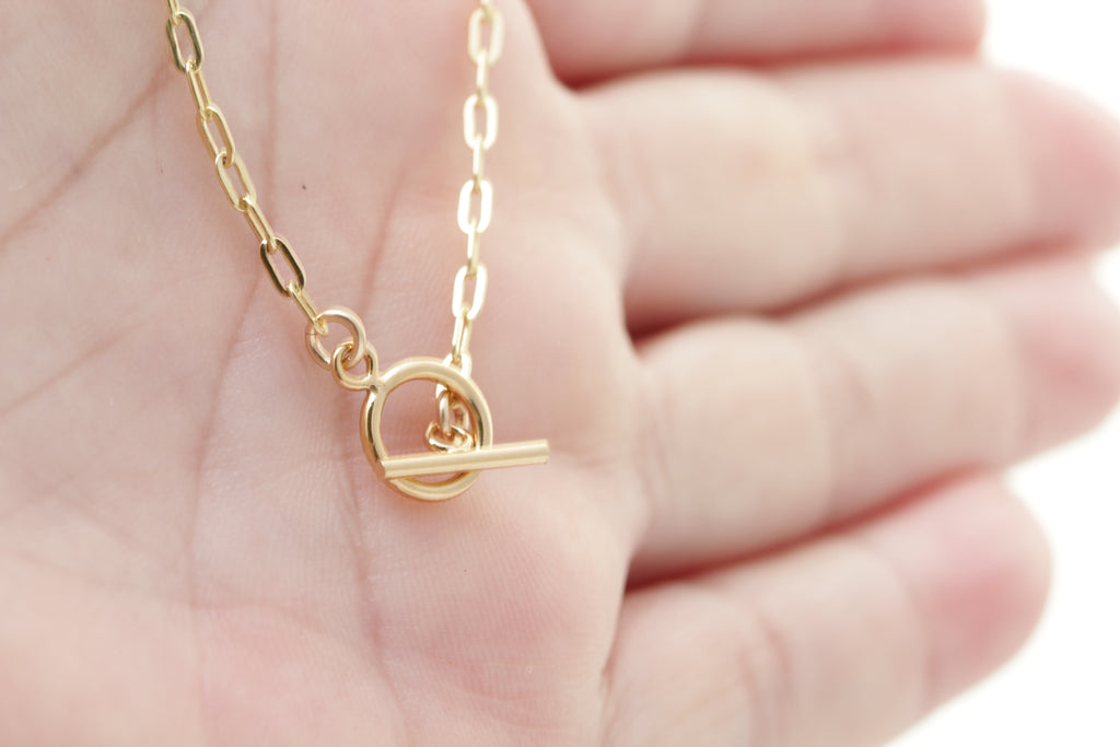 Petite Link Chain Toggle and Clasp Necklace