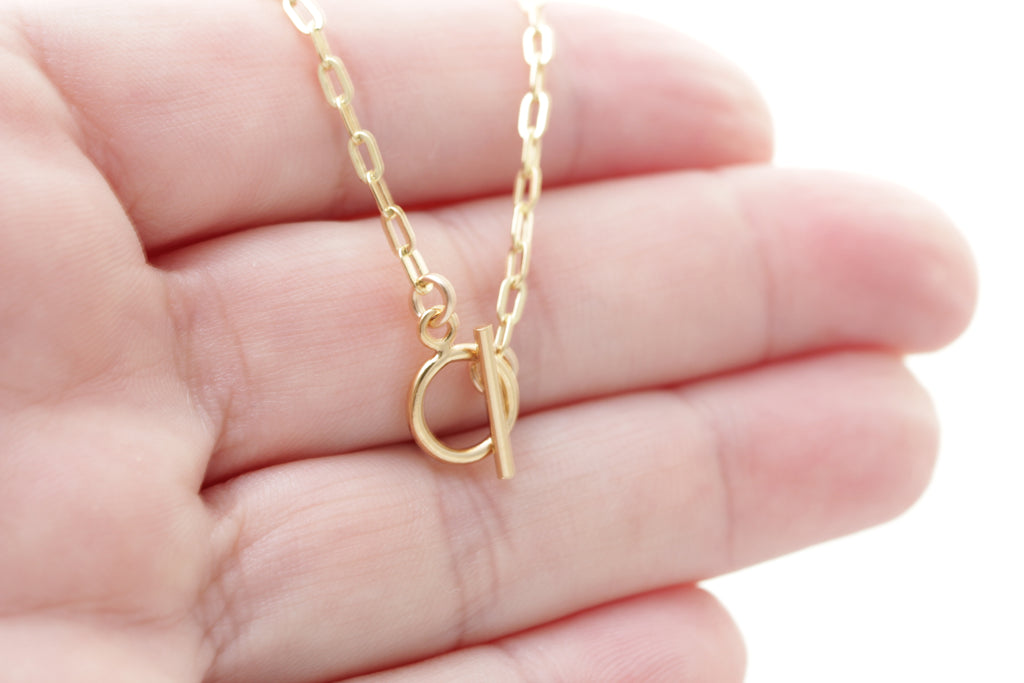 Petite Link Chain Toggle and Clasp Necklace