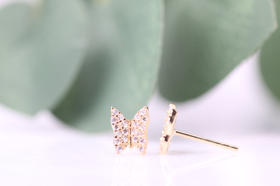 10K Pave Butterfly Studs