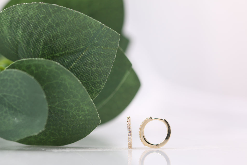 10K Petite White Sapphire Huggies