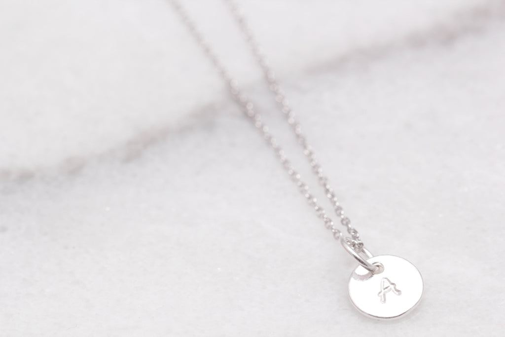 Petite Initial Stamped Necklace