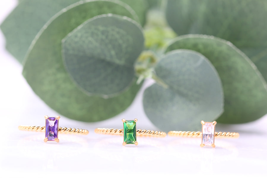 CZ Coloured Baguette Ring