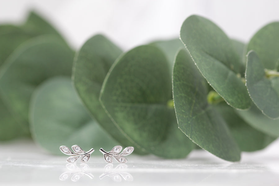 Multi Crystal Leaf Studs