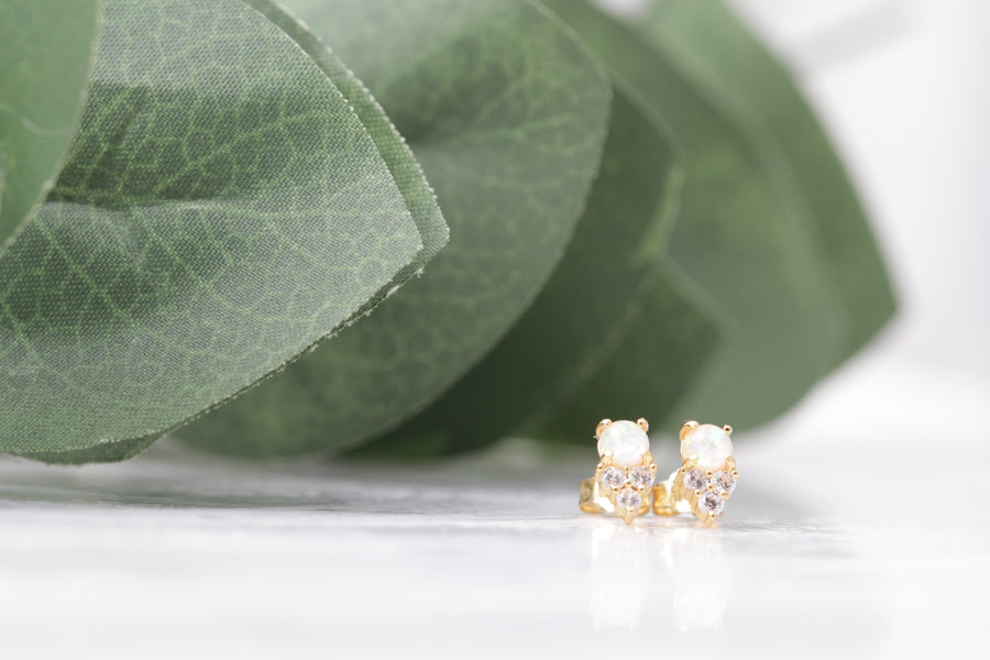 White Opal CZ Studs