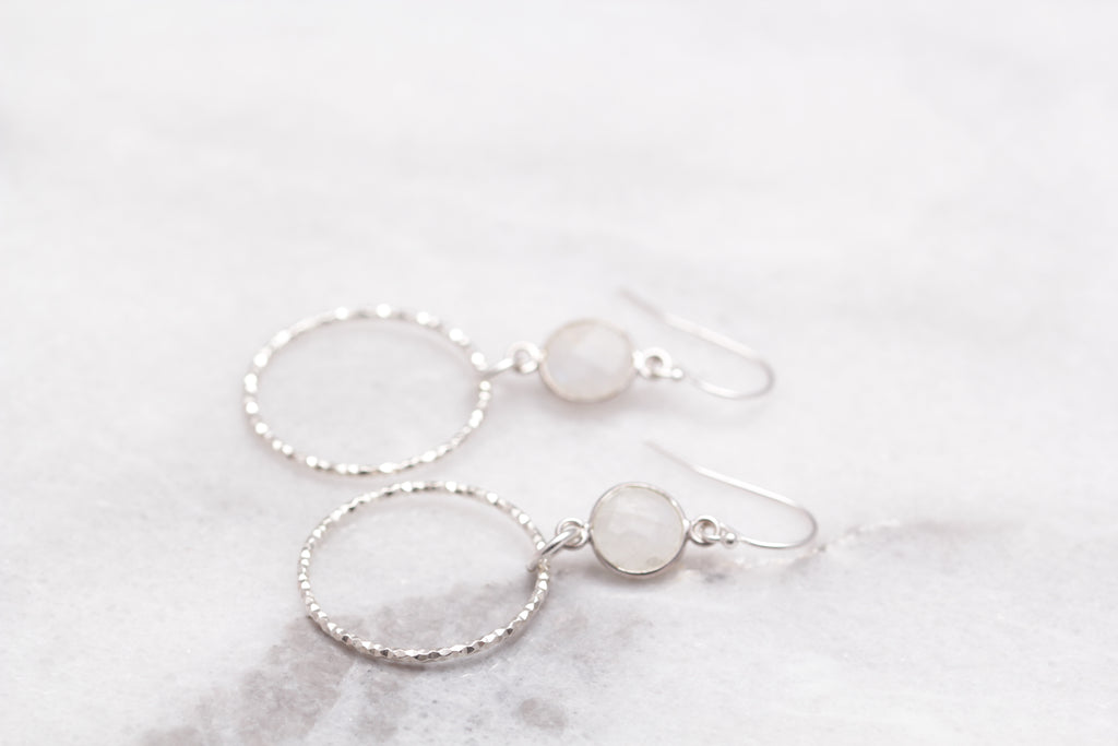 Gemstone Circle Earrings