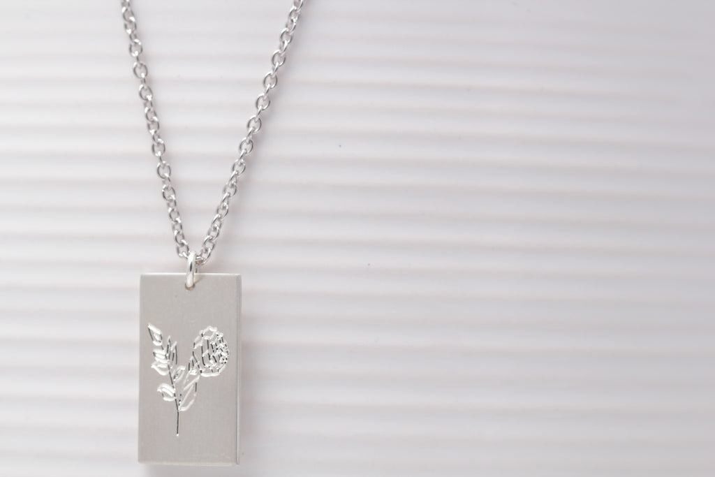 Rectangle Flower Necklace