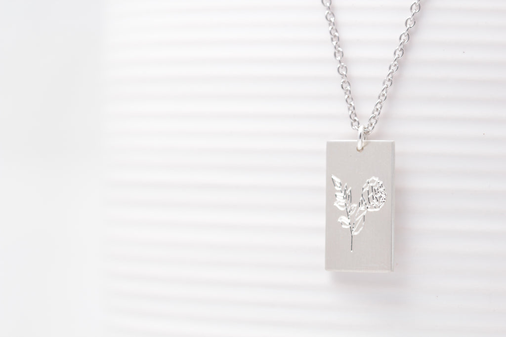 Rectangle Flower Necklace