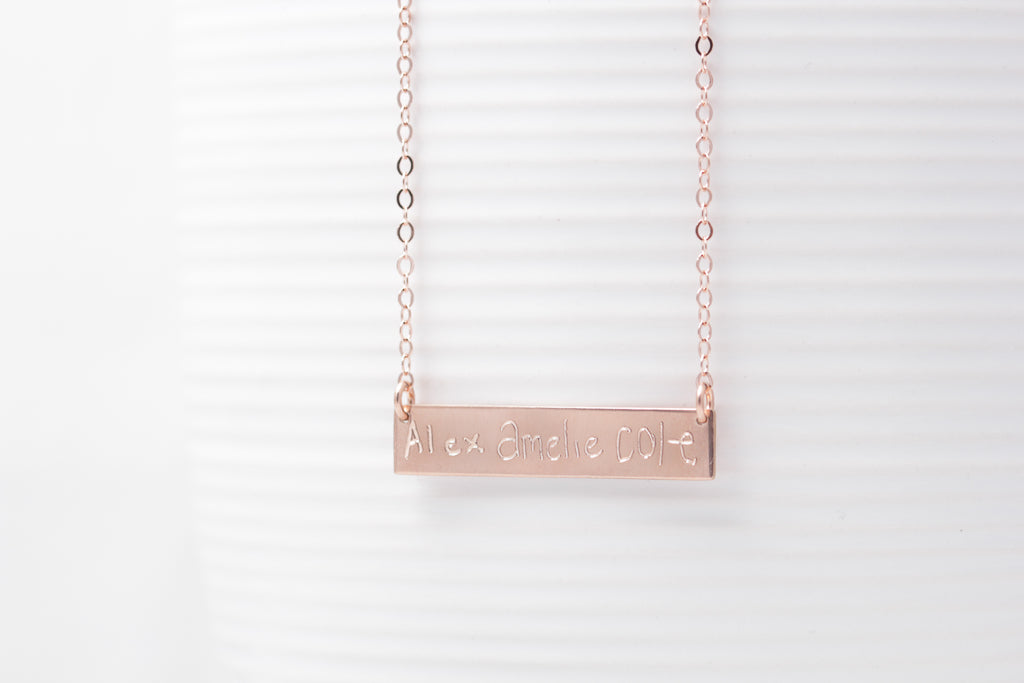 Personalized Handwritten Bar Necklace