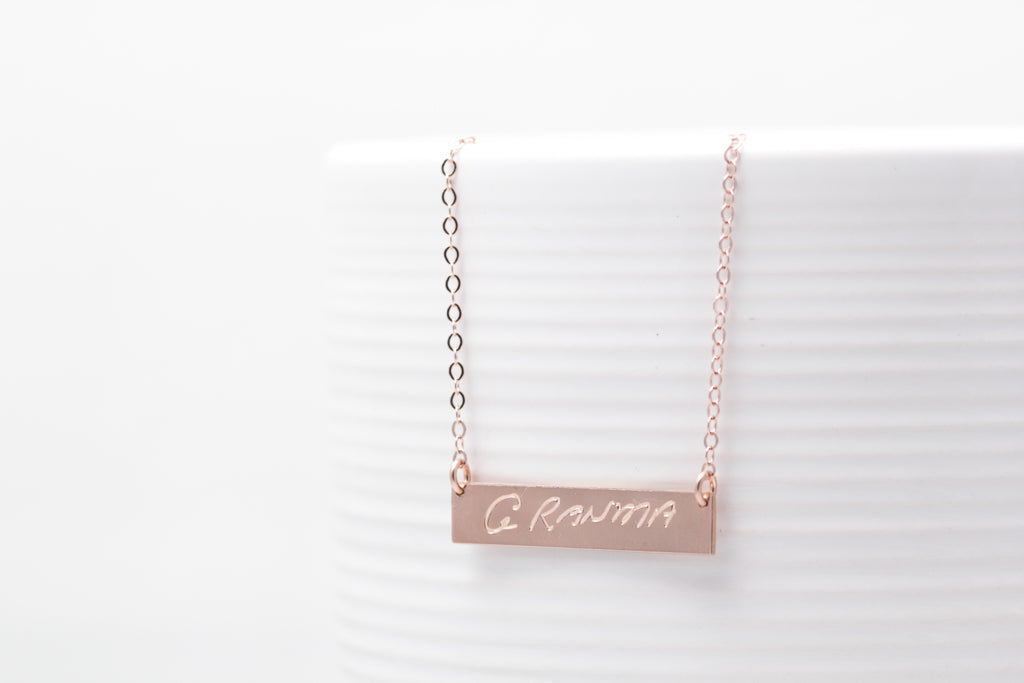 Personalized Handwritten Bar Necklace