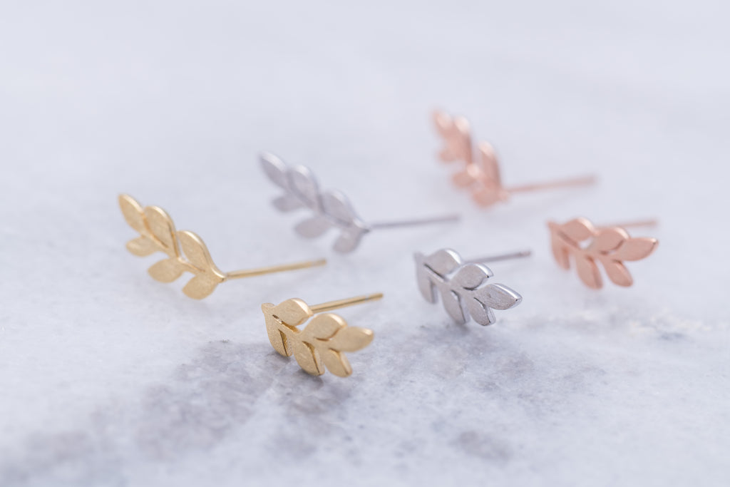 Brushed Leaf Studs