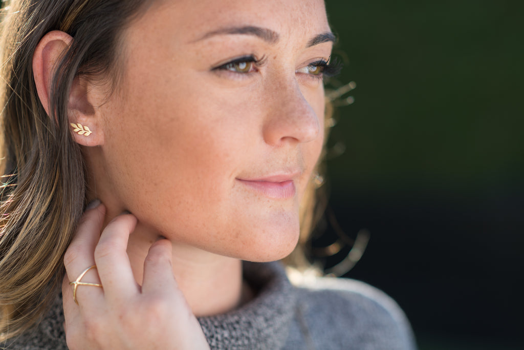 Brushed Leaf Studs