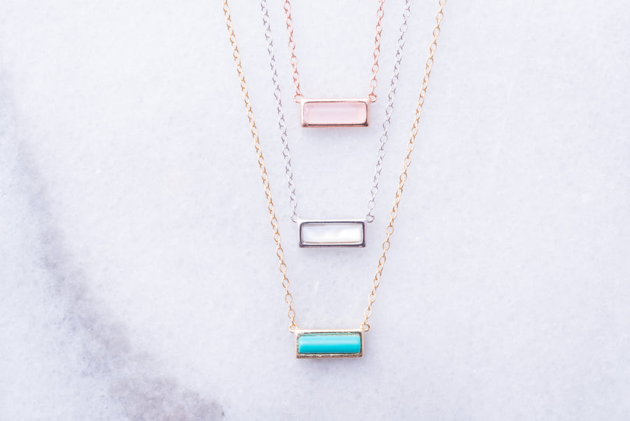 Petite Gemstone Bar Necklace