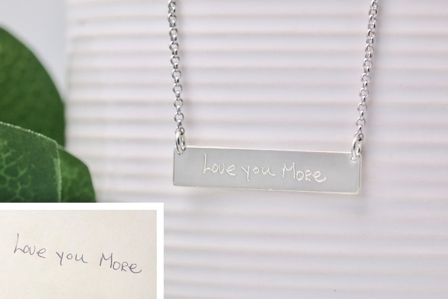 Personalized Handwritten Bar Necklace