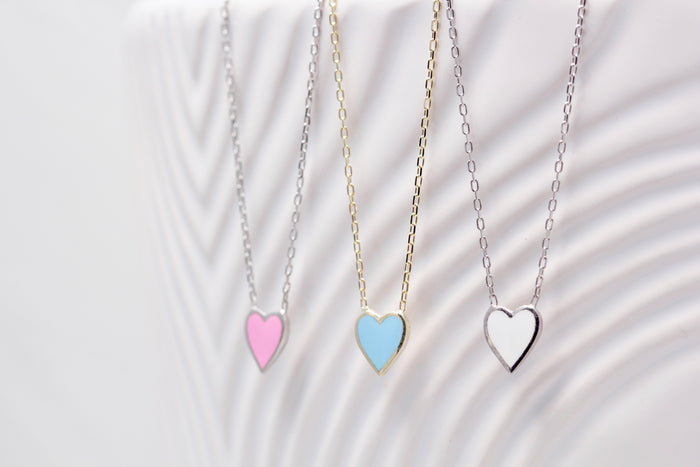 Petite Enamel Heart Necklace